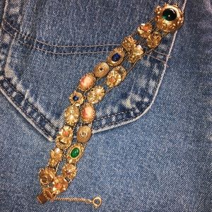 Vintage antique cameo scarab charm bracelet